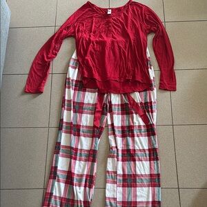Red and Plaid women Pajama Set